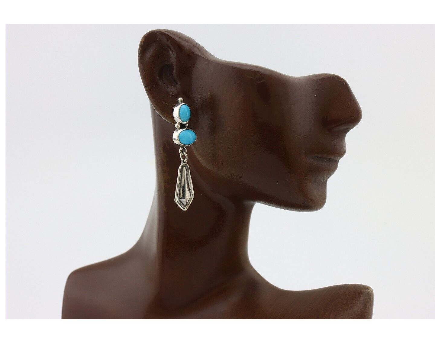 Navajo Earrings 925 Silver Natural Blue Turquoise Native American Earrings C80's