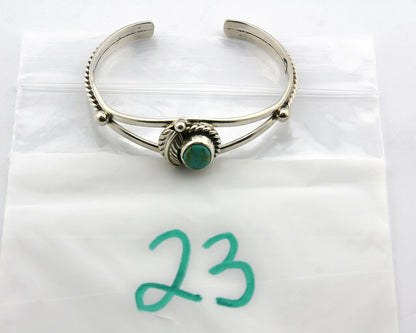 Navajo Bracelet .925 Silver Turquoise Mountain Signed Calvin Peterson C.80's