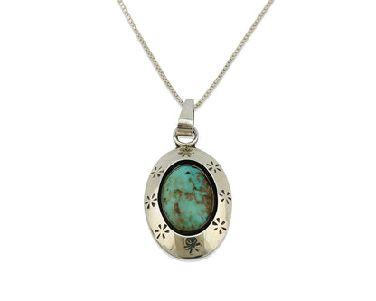 Navajo Pendant .925 Silver Kingman Turquoise Native American C.80's