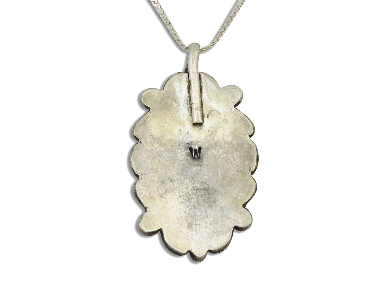 Navajo Handmade Cross Necklace 925 Silver Blue Turquoise Signed W C.80's