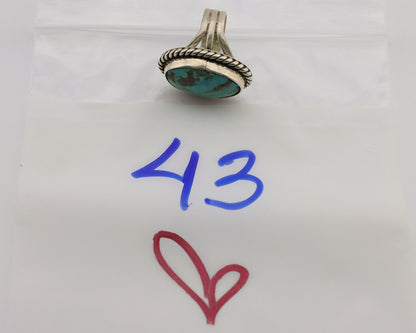 Navajo Ring .925 Silver Kingman Turquoise Native American Artist C.1980s