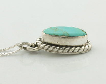 Navajo Necklace .925 Silver Arizona Turquoise Signed Gecko C.1980's