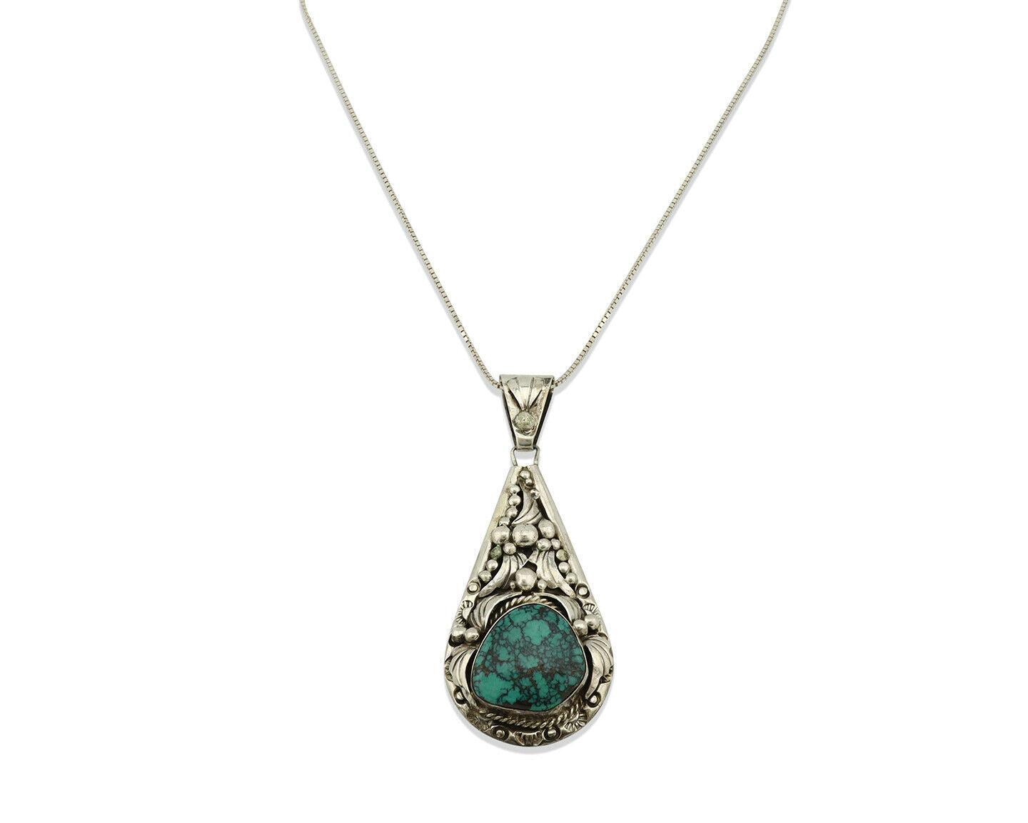 Navajo Necklace .925 Silver Spiderweb Turquoise Artist Billy Eagle C.80's