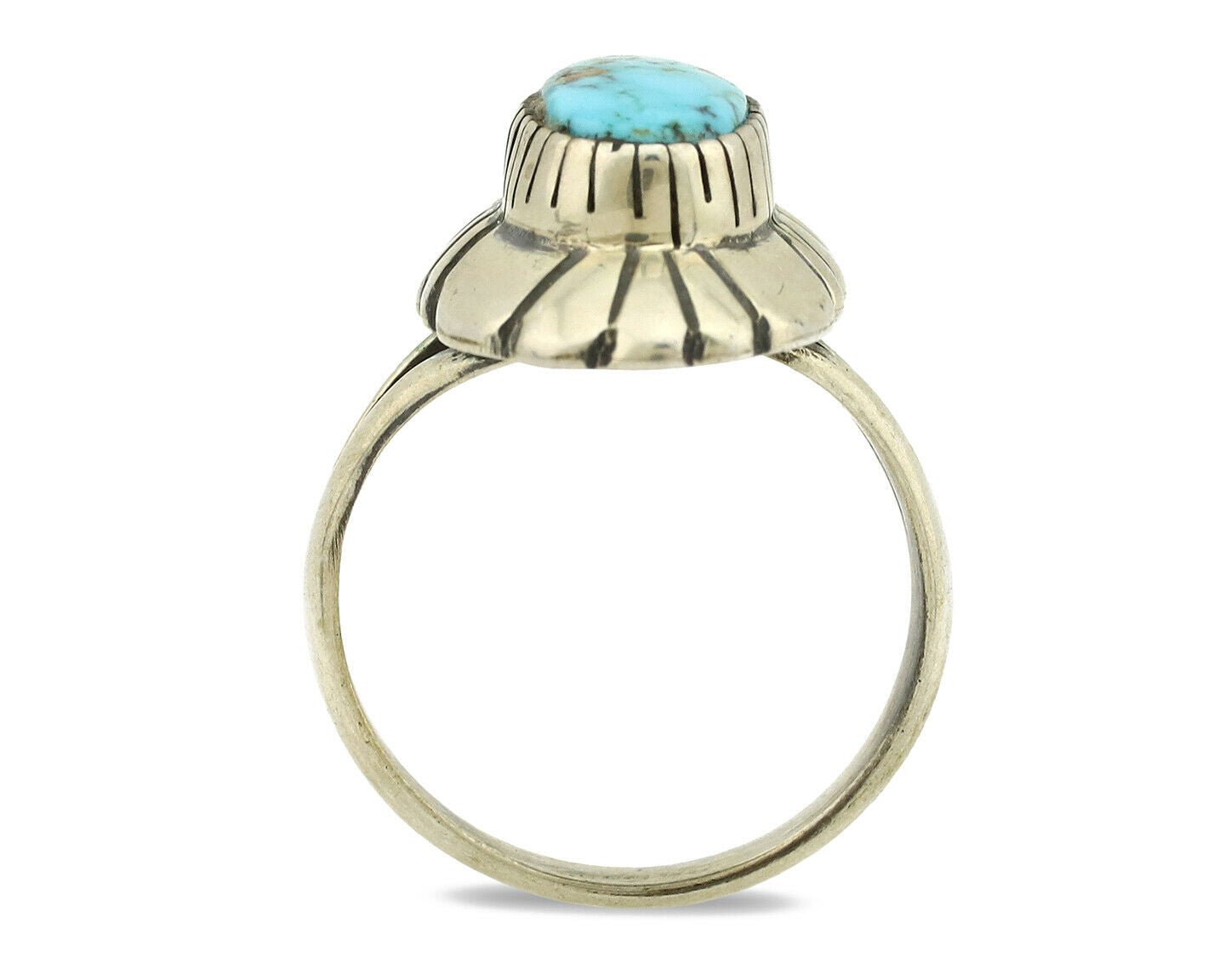 Navajo Ring .925 Silver Arizona Turquoise Signed M Montoya C.80's