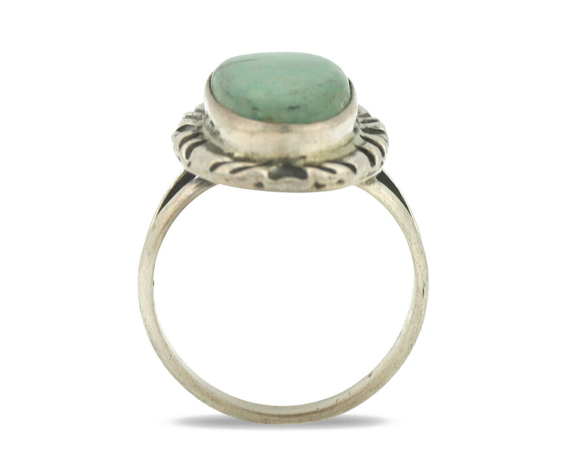 Navajo Ring .925 Silver Natural Turquoise Artist Signed Native American C.80's