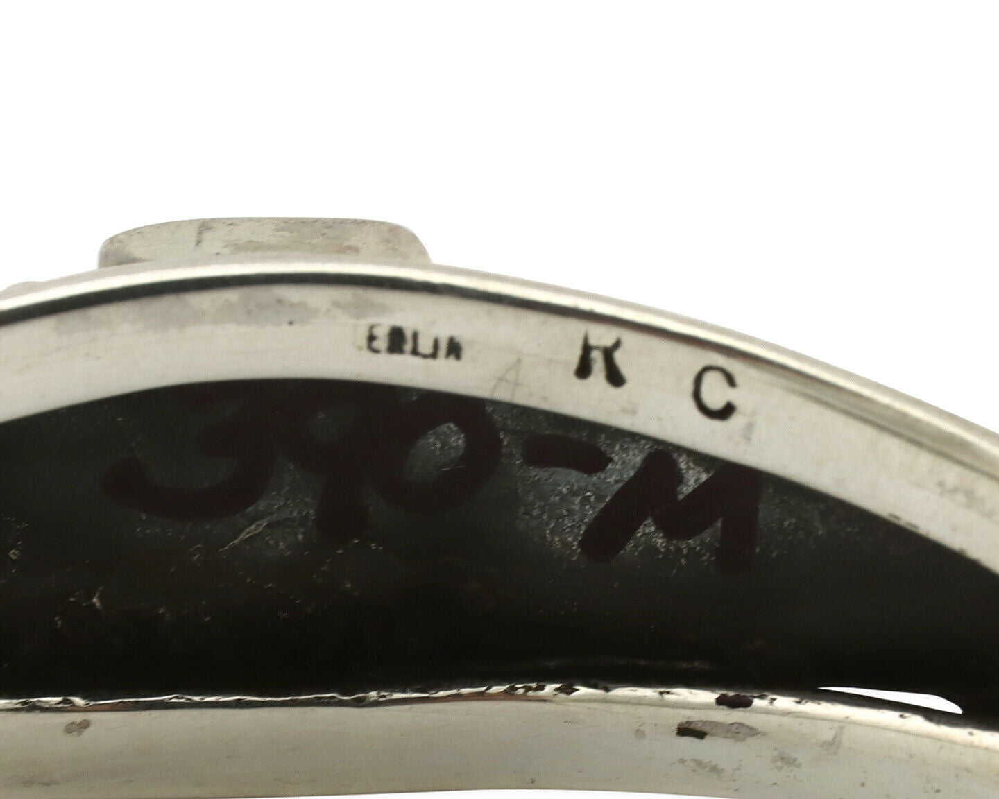 Navajo Bracelet .925 Silver Blue Green Turquoise Artist Signed RC C.80's