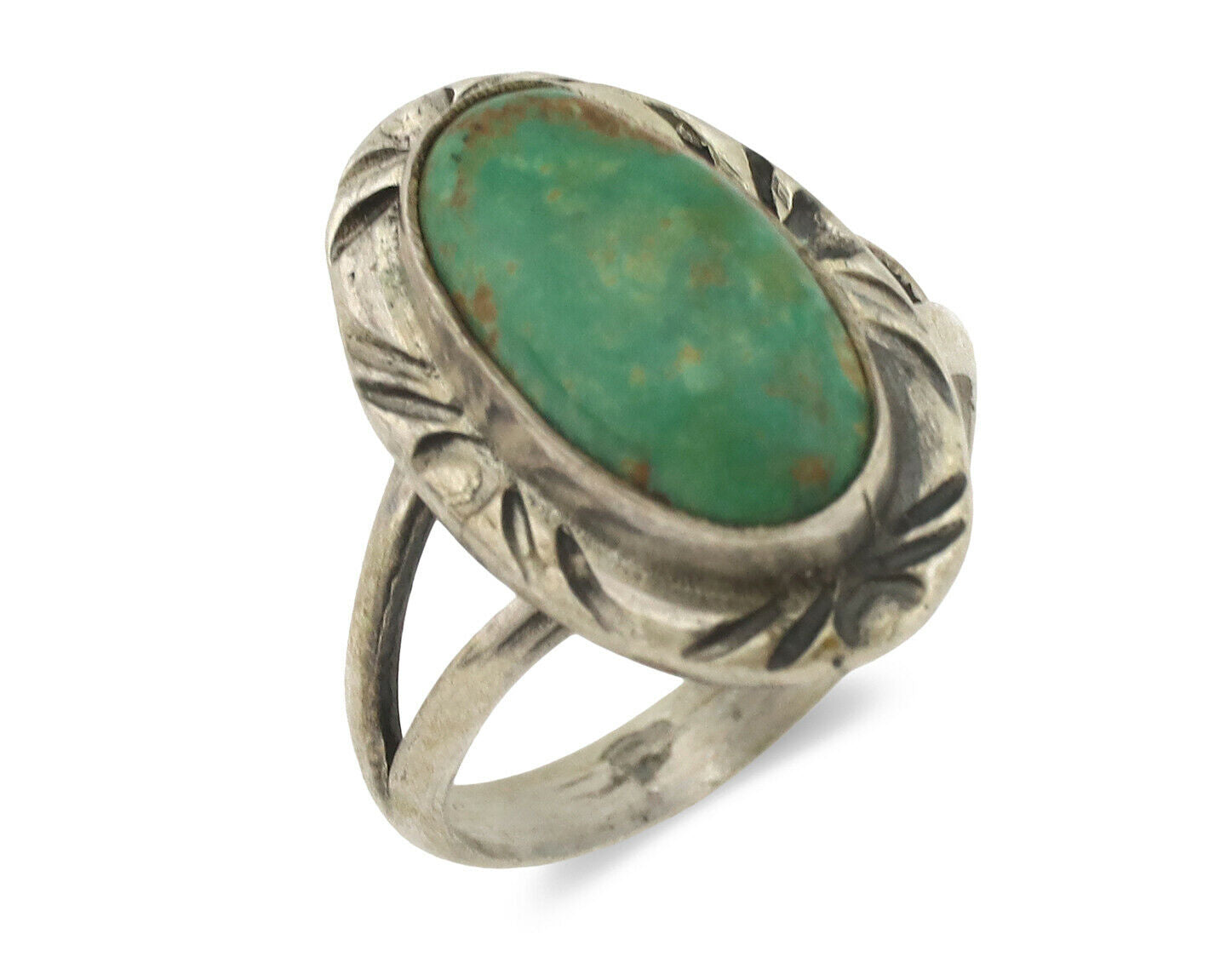 Navajo Ring .925 Silver Natural Mined Turquoise Native Artist Signed C.80's