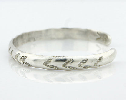 Navajo Bracelet .925 Silver Hand Stamped Arrow Head Artist I Montoya C.80's