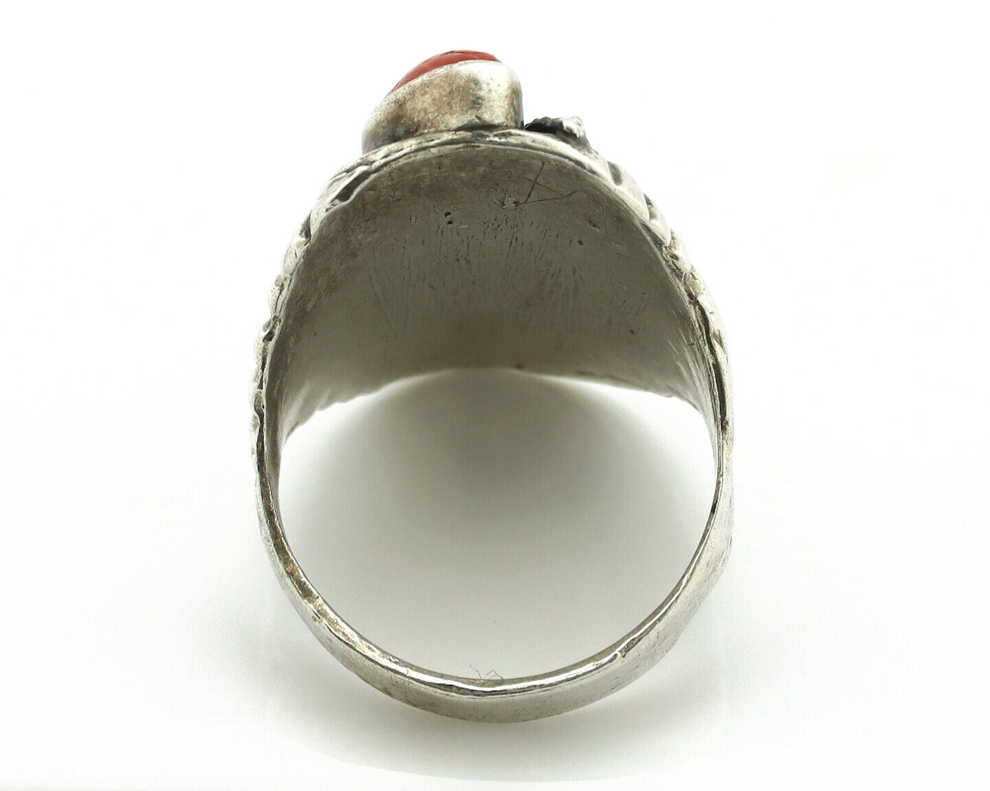 Navajo Ring 925 Silver Coral & Easter Blue Turquoise Native Artist C.1980's