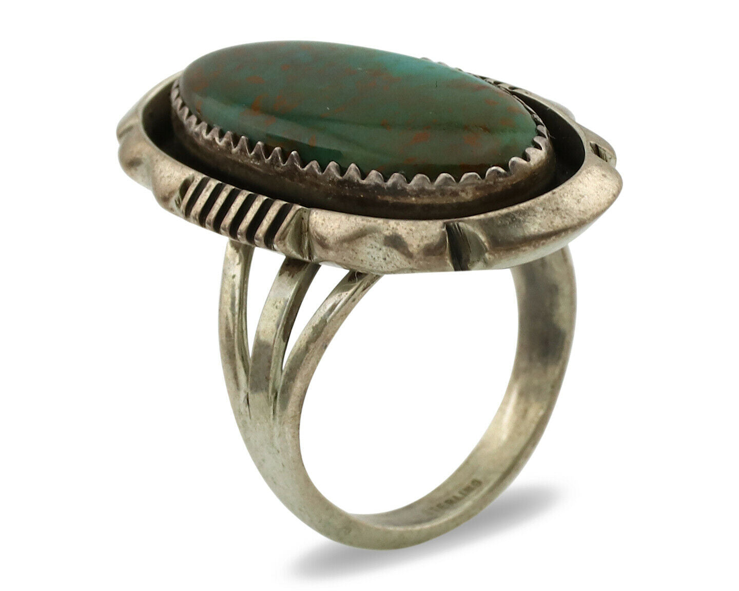 Navajo Ring .925 Silver Royston Turquoise Artist Signed M Begay C.1980's