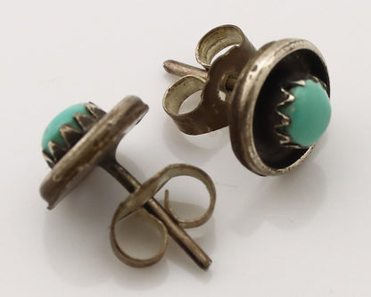 Zuni Earrings 925 Silver Natural Kingman Turquoise Native American Artist C.80's
