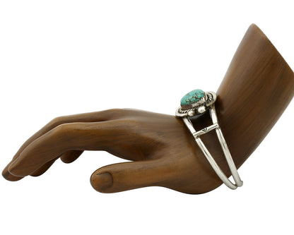 Navajo Bracelet .925 Silver Blue Spiderweb Turquoise Signed C Montoya 80's