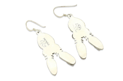 Navajo Earrings .925 Silver Blue Nugget Turquoise Artist Signed Running Bear C80