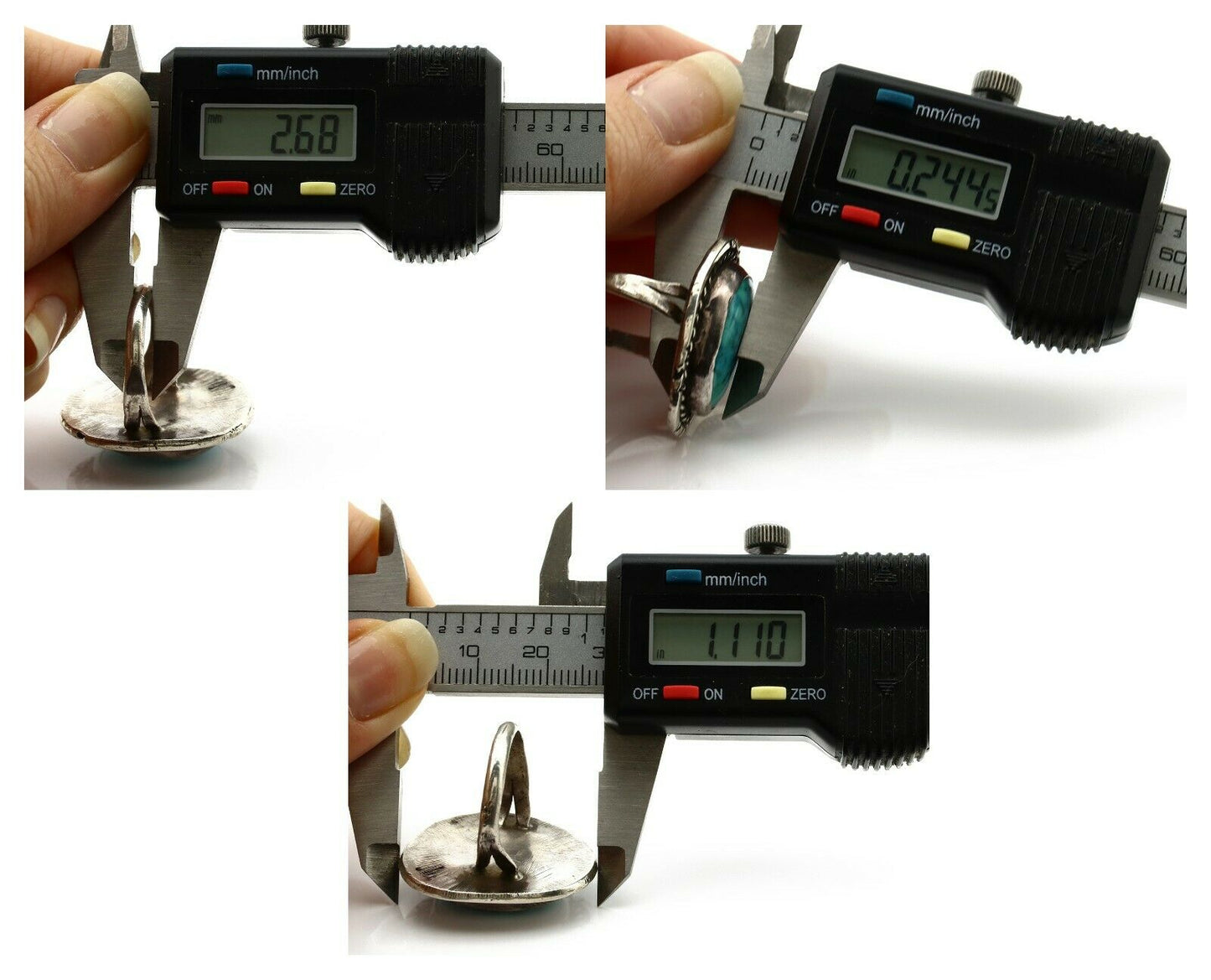 Navajo Ring .925 Silver Spiderweb Turquoise Native American Artist C.80's