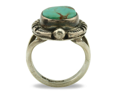 Navajo Ring .925 Silver Kingman Turquoise Artist Signed Gecko C.1980's