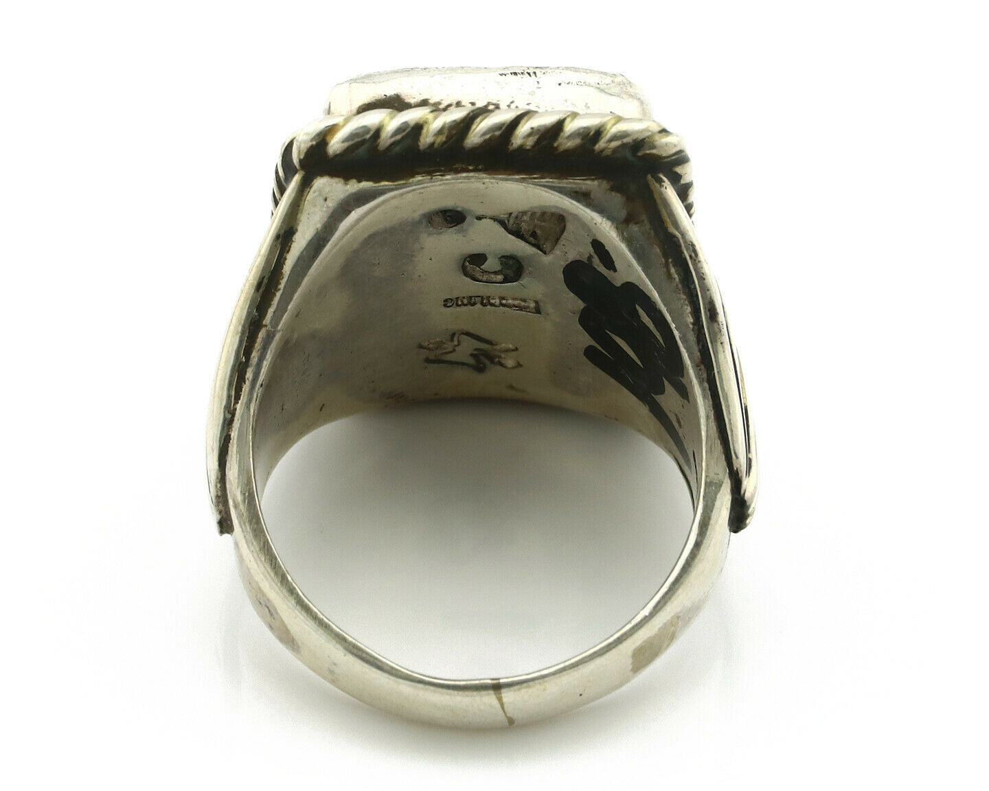 Navajo Ring .925 Silver Blue Green Southwest Artist Signed C Montoya C.80's