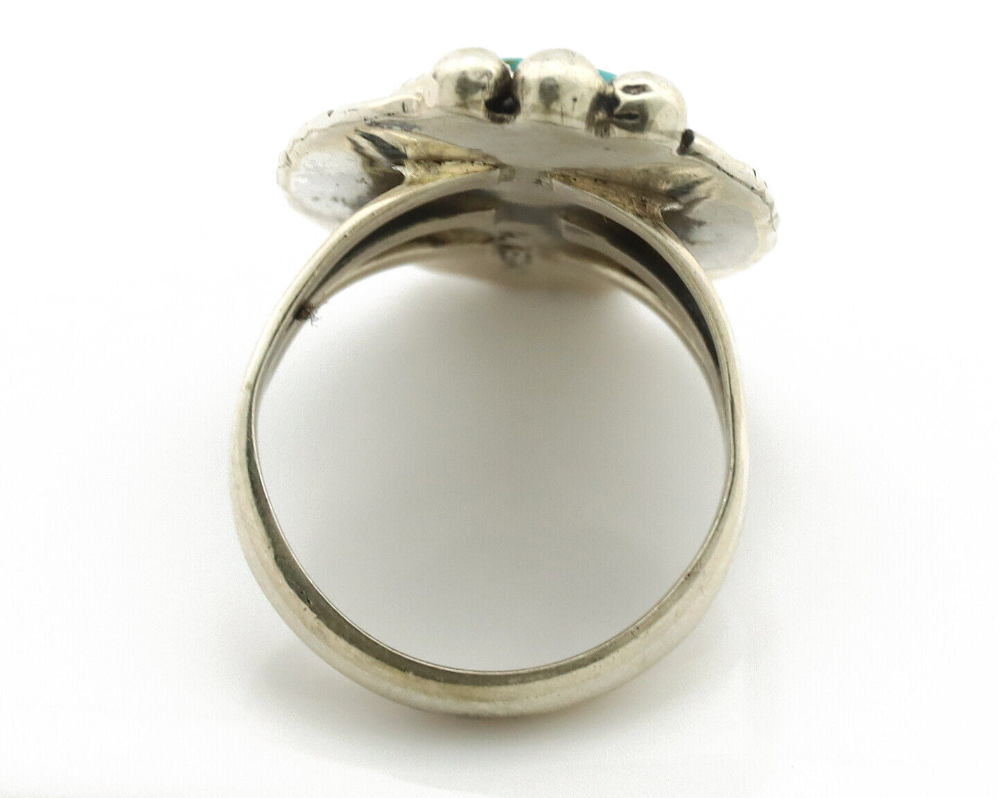 Navajo Ring 925 Silver Natural Blue Turquoise Signed M Begay C.80's