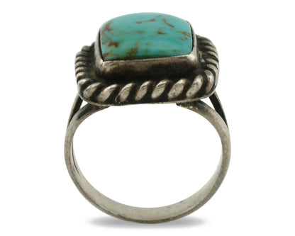 Navajo Ring .925 Silver Blue Turquoise Artist Signed Sun C.1980's