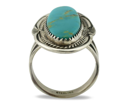 Navajo Ring 925 Silver Natural Blue Turquoise Artist Signed USA C.80's