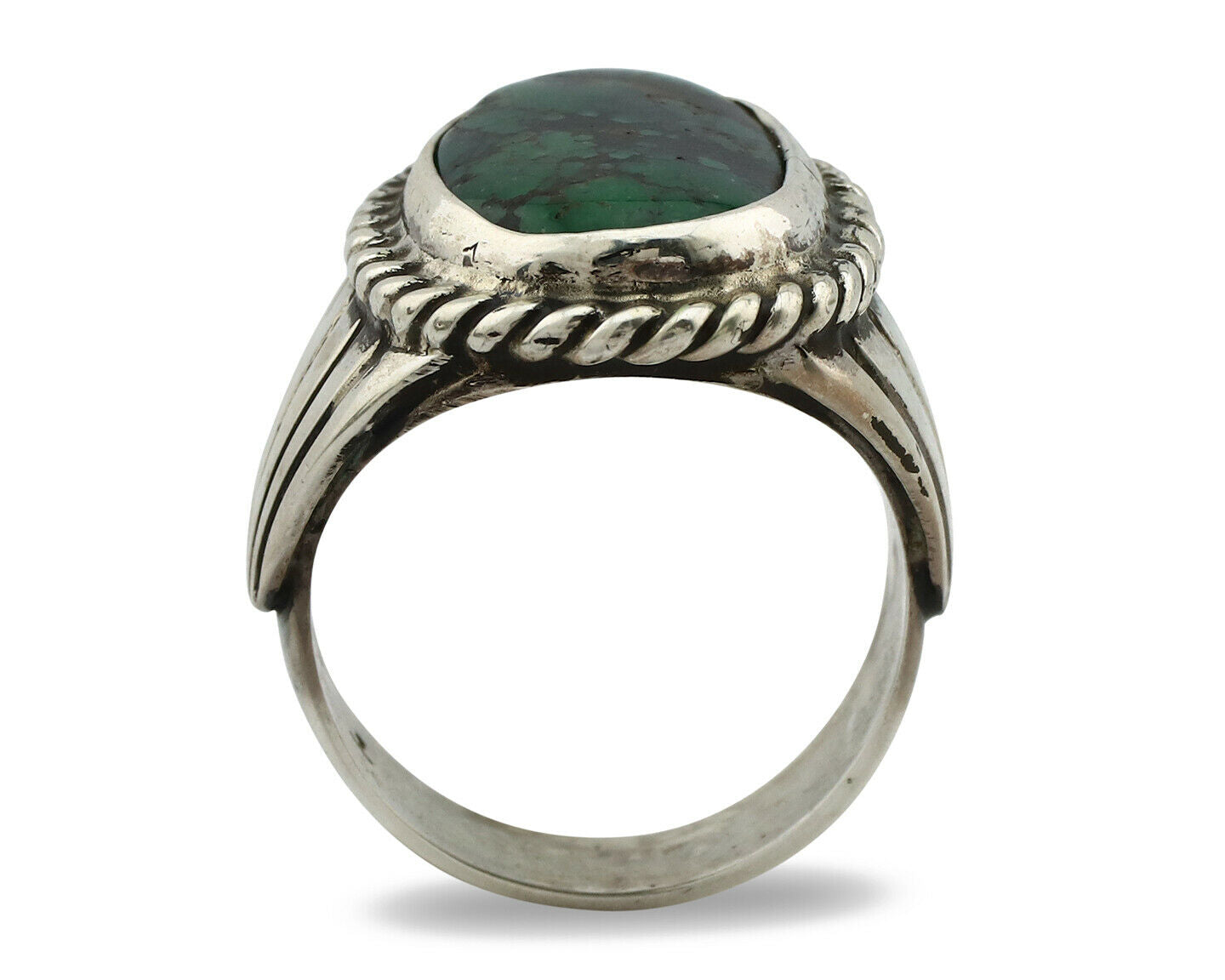 Navajo Ring .925 Silver Green Turquoise Artist Signed C. Montoya C.80's
