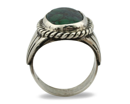 Navajo Ring .925 Silver Green Turquoise Artist Signed C. Montoya C.80's