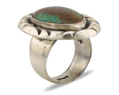 Navajo Ring 925 Silver Kingman Turquoise Native Artist Signed C Montoya C.80's