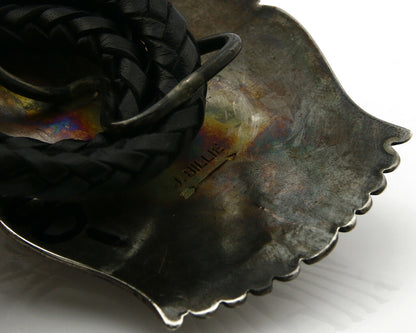 Navajo Turquoise Bolo Tie .925 Silver Spiderweb Turquoise Artist Signed J Billie