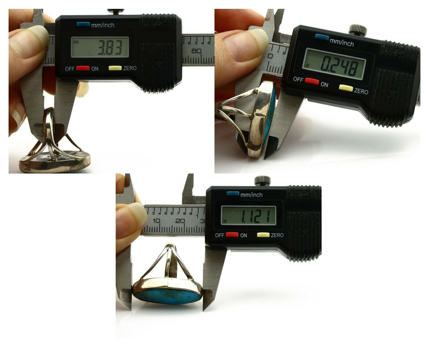 Navajo Ring .925 Silver Nevada Turquoise Native American Artist C.80's