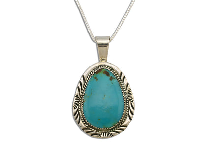 Navajo Necklace .925 Silver Kingman Turquoise Native American Signed C.1980's