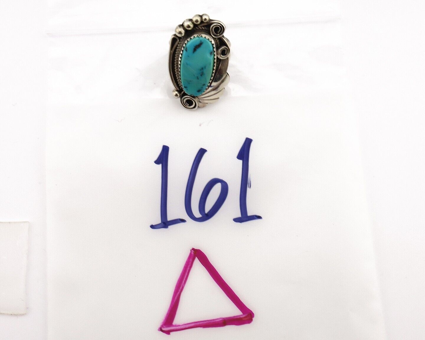 Navajo Inlay Band Ring 925 Silver Sleeping B Turquoise Signed Justin Morris C80s