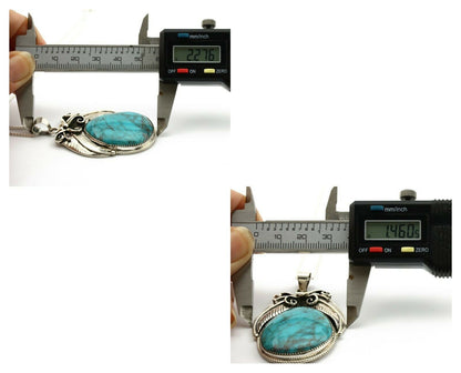 Navajo Necklace .925 Silver Spiderweb Turquoise Signed RM C.1980's