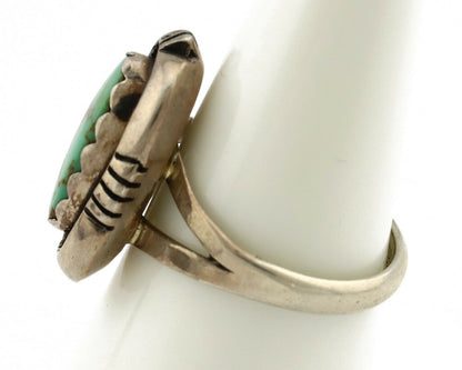 Navajo Ring .925 Silver Kingman Turquoise Handmade Native American Artist C.80's