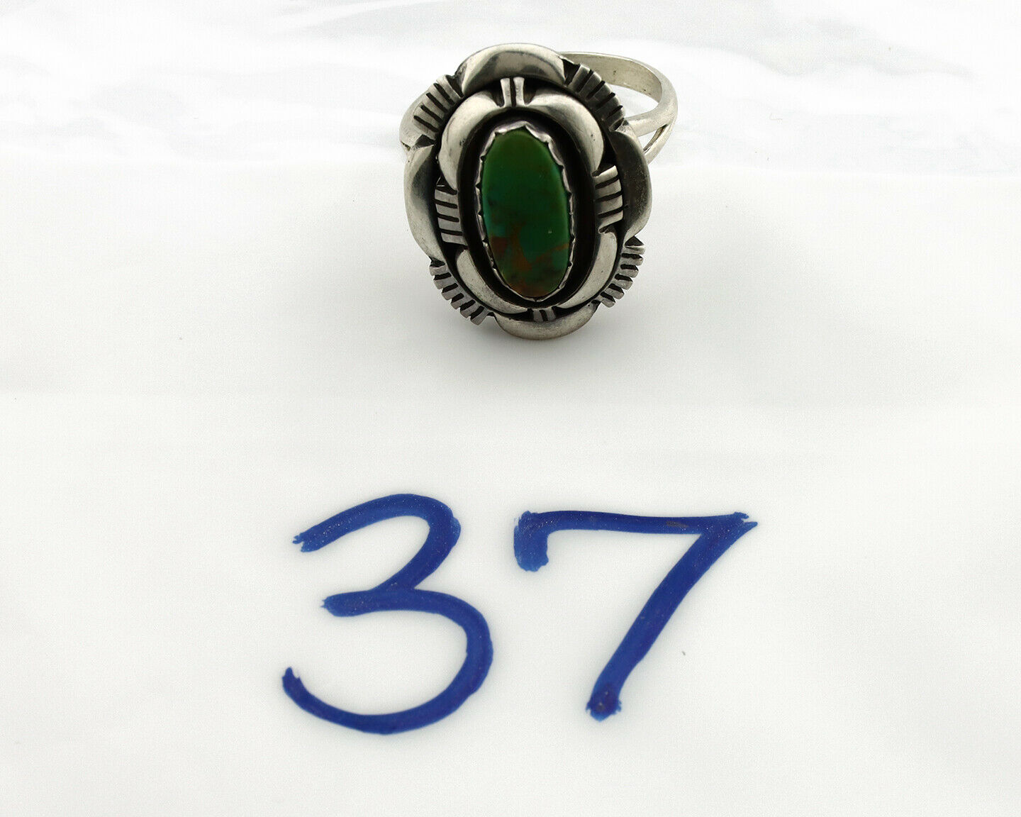 Navajo Ring .925 Silver Royston Turquoise Artist Signed L. M. Nez C80s