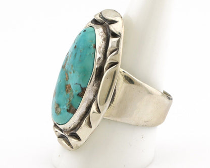 Navajo Ring 925 Silver Natural Blue Turquoise Native Artist Signed C Montoya C80