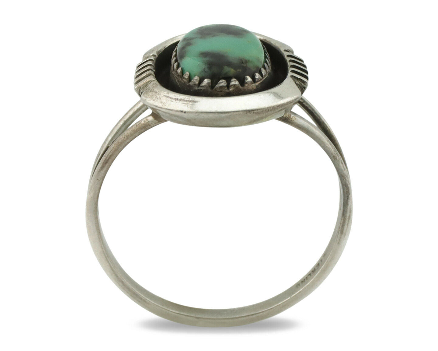 Navajo Ring .925 Silver Green Turquoise Native American Artist Handmade C.80's