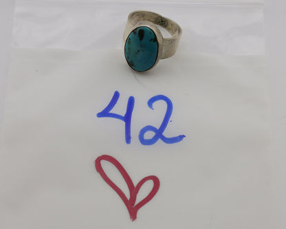 Navajo Ring .925 Silver Sleeping Beauty Turquoise Artist Signed C Montoya C.80's