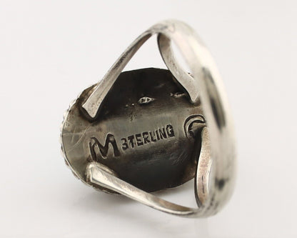Navajo Handmade Ring 925 Silver Kingman Turquoise Artist Signed MC C.80's