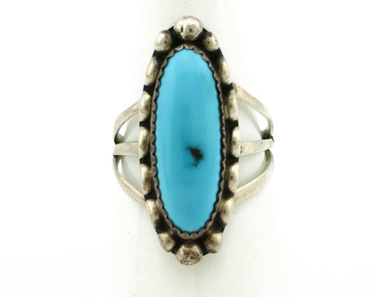 Navajo Ring .925 Silver Natural Blue Turquoise Artist Signed SC C.80's