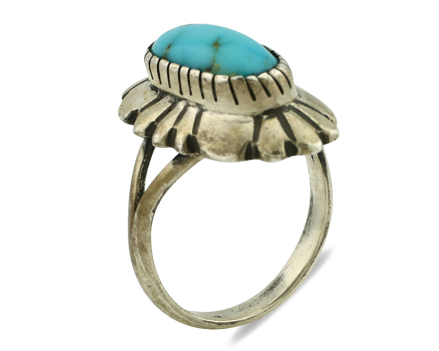 Navajo Ring .925 Silver Arizona Turquoise Signed M Montoya C.80's
