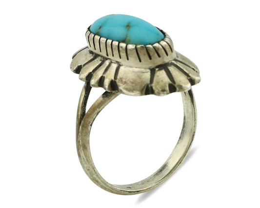 Navajo Ring .925 Silver Arizona Turquoise Signed M Montoya C.80's
