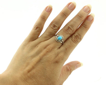 Navajo Ring 925 Silver Blue Turquoise Native American Artist C.80's