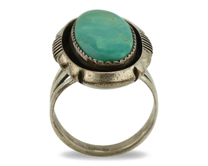 Navajo Ring .925 Silver Kingman Turquoise Artist Signed M Begay C.1980's