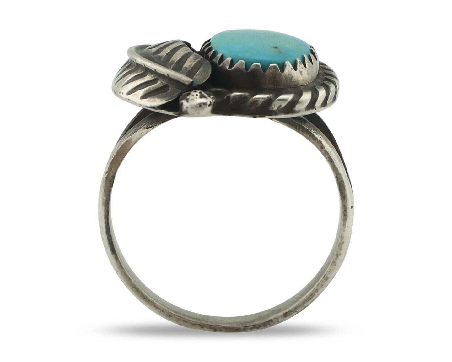 Navajo Handmade Ring .925 Silver Kingman Turquoise Native Artist C.80's