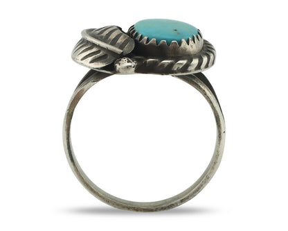 Navajo Handmade Ring .925 Silver Kingman Turquoise Native Artist C.80's