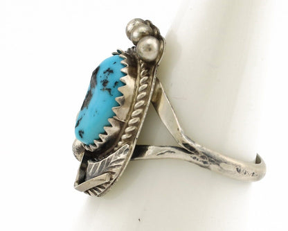 Navajo Ring 925 Silver Sleeping Beauty Turquoise Signed Justin Morris C.80's