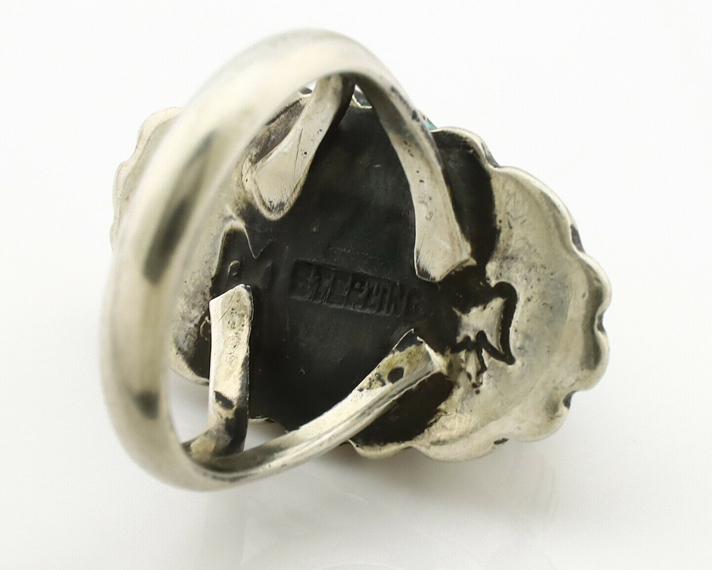 Navajo Ring .925 Silver Natural Mined Turquoise Artist Signed M Montoya C.80's