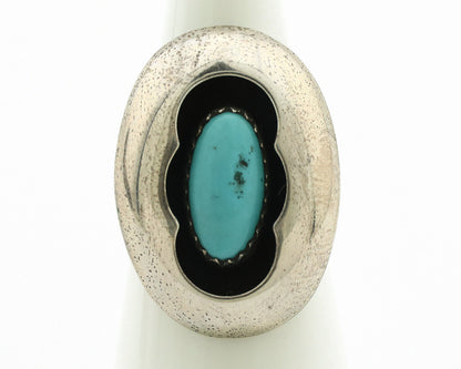 Navajo Ring .925 Silver Natural Blue Turquoise Native American Artist C.1980's