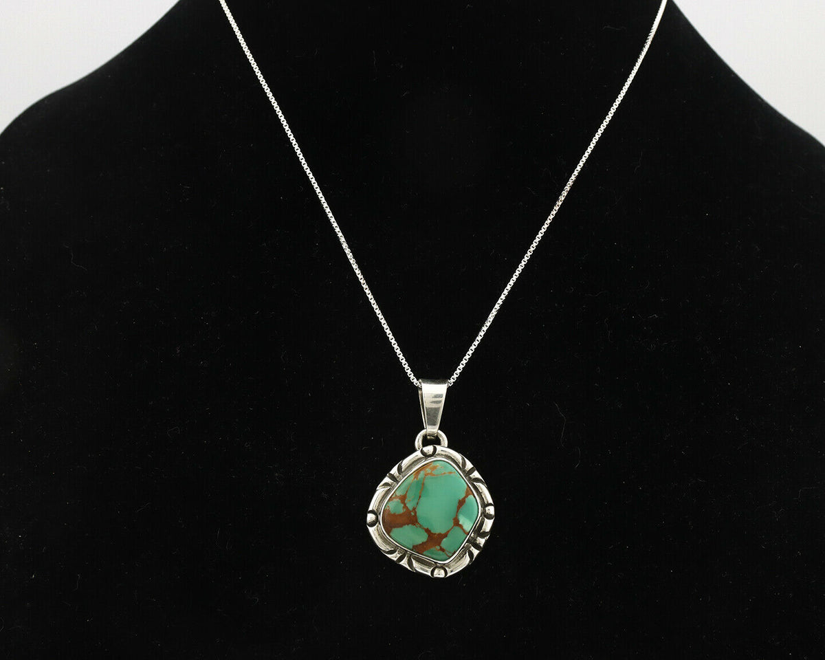 Navajo Pendant .925 Silver Kingman Turquoise Artist Signed Gecko C.80's