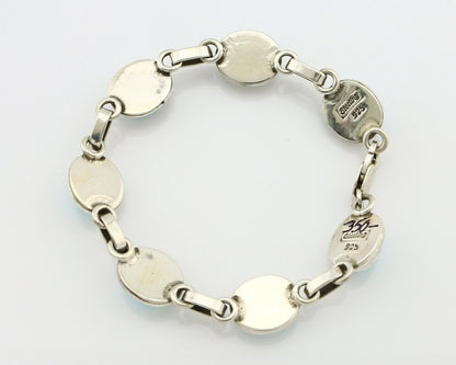 Navajo Link Bracelet .925 Silver Blue Turquoise Native American Artist C.80's