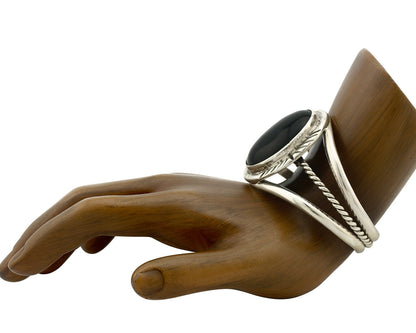 Navajo Bracelet .925 Silver Black Onyx Artist Native American C.90's